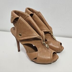 Alexander McQueen Faithfull Biker Stiletto Heels Skull Zippers Sz 6.5 US/ 37 EUR